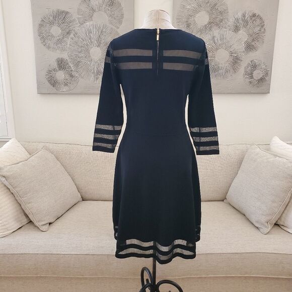 Eliza J Illusion Stripe Fit & Flare Dress size Large in Black - Picture 6 of 11